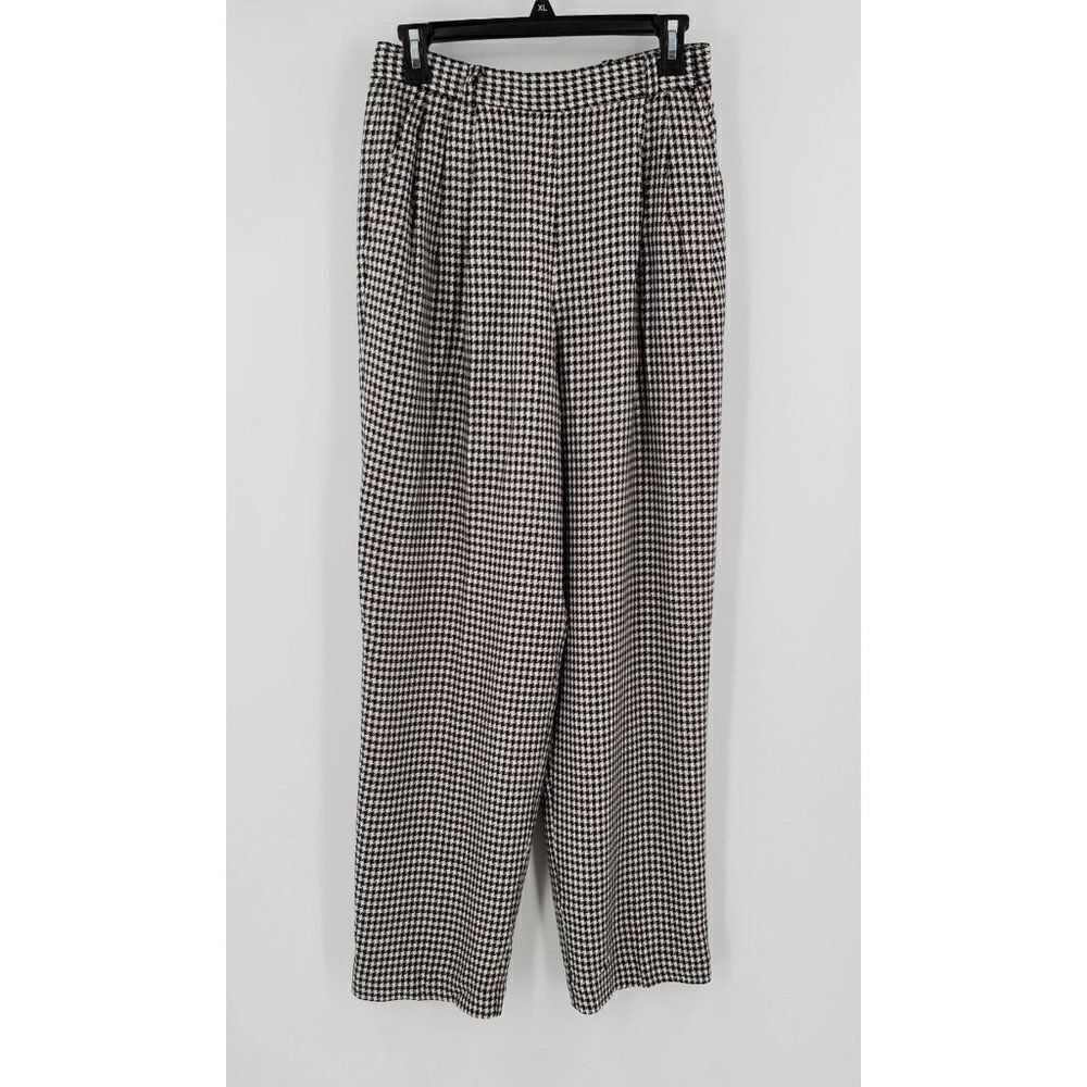 Breckenridge Womens Dress Pants Pleated Houndstooth Black White Size 8 Vintage